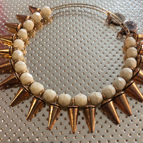 Alex and Ani gold & cream spike bangle - Picture 3 of 4